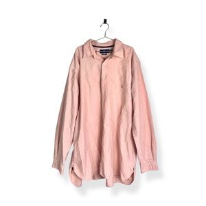 Ralph Lauren Classic Fit Salmon Button Down Long Sleeve Embroidered Logo Shirt